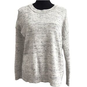 Tahari Marled Heather Cream Gray Cotton Sweater M
